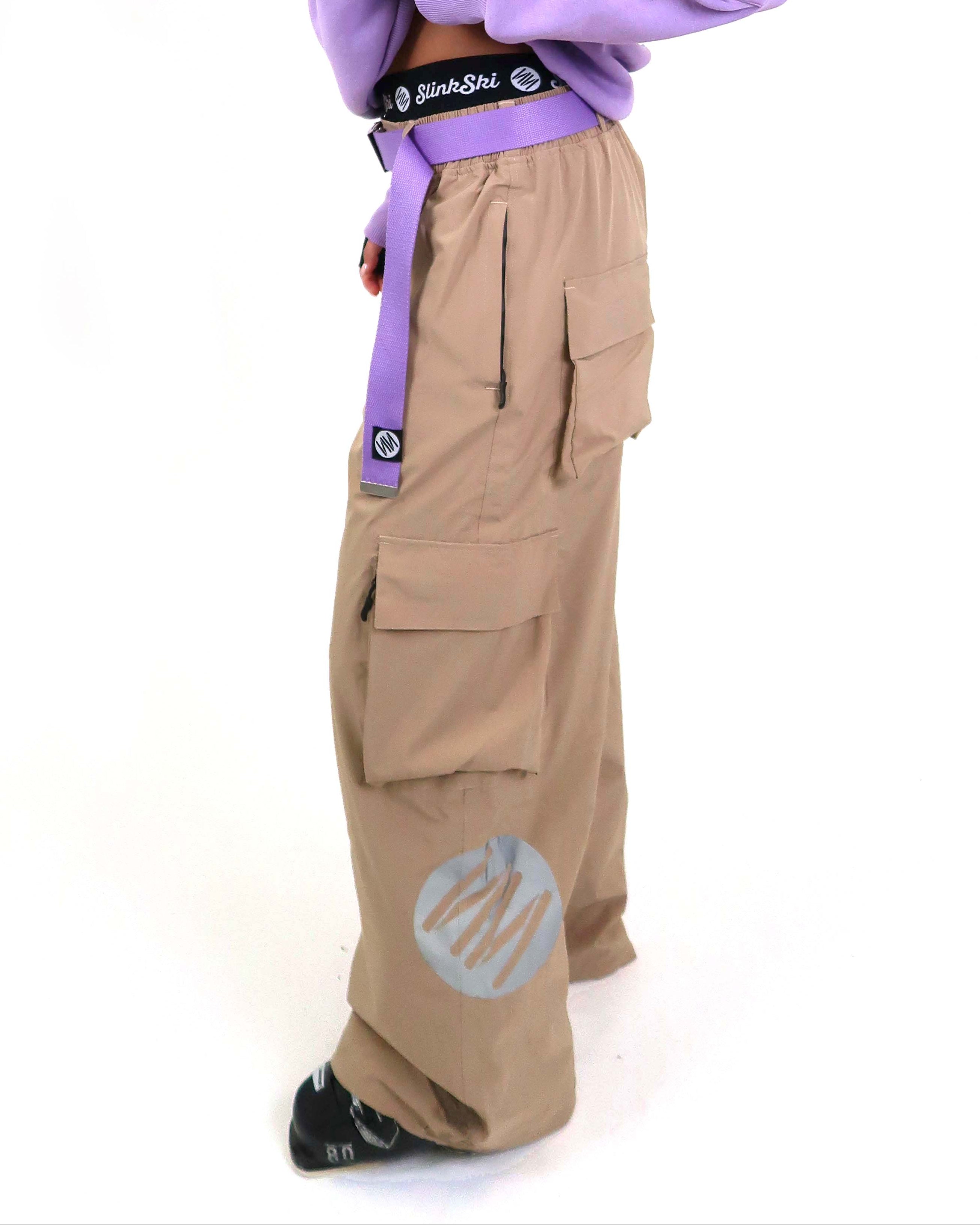 Beige Baggy Ski Pants